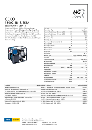 Groupes électrogènes à essence Geko ® 13002 ED-S/SEBA