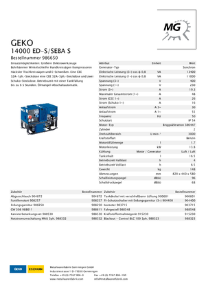 Groupes électrogènes à essence Geko ® 14000 ED-S/SEBA