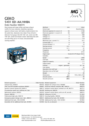 Groupes électrogènes à essence Geko ® 5401 ED-AA/HHBA