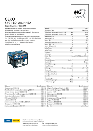 Groupes électrogènes à essence Geko ® 5401 ED-AA/HHBA