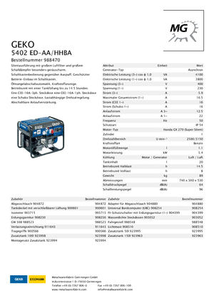 Groupes électrogènes à essence Geko ® 5402 ED-AA/HHBA*