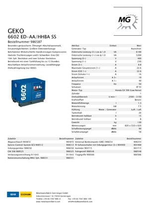 Groupes électrogènes à essence Geko ® 6602 ED-AA/HHBA*