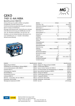 Groupes électrogènes à essence Geko ® 7401 E-AA/HEBA