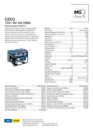 Groupes électrogènes à essence Geko ® 7401 ED-AA/HEBA