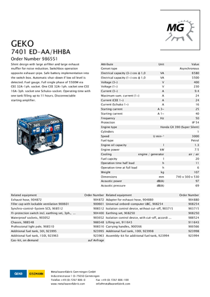 Groupes électrogènes à essence Geko ® 7401 ED-AA/HHBA
