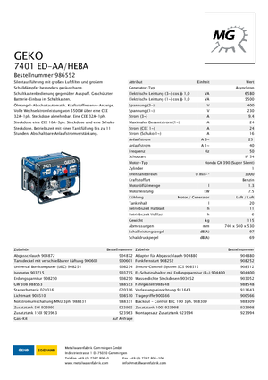 Groupes électrogènes à essence Geko ® 7401 ED-AA/HHBA