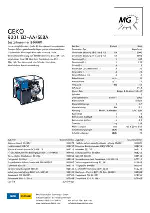 Groupes électrogènes à essence Geko ® 9001 ED-AA/SEBA