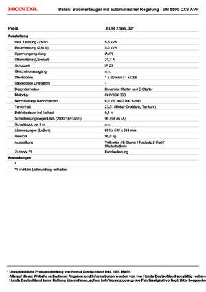 Groupes électrogènes à essence Honda EM 5500 CXS