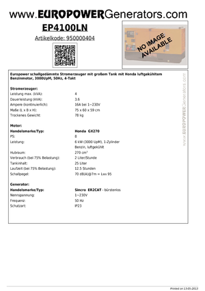 Groupes électrogènes à essence Europower EP4100LN (S)