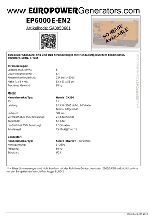 Groupes électrogènes à essence Europower EP 6000 E-EN2 (S)
