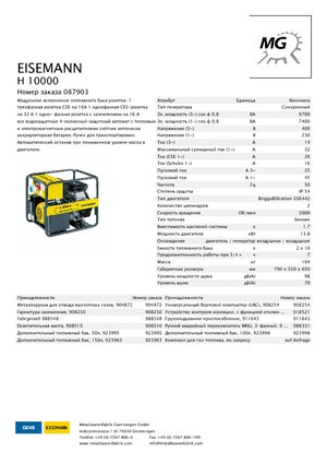 Groupes électrogènes à essence Eisemann H 10000