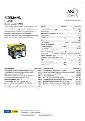 Groupes électrogènes à essence Eisemann H 4401 E