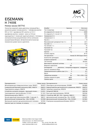 Groupes électrogènes à essence Eisemann H 7400 E