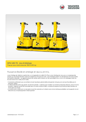 Plaques vibrantes unidirectionnelles Wacker Neuson Koppelsatz für 3 x DPU 100-70