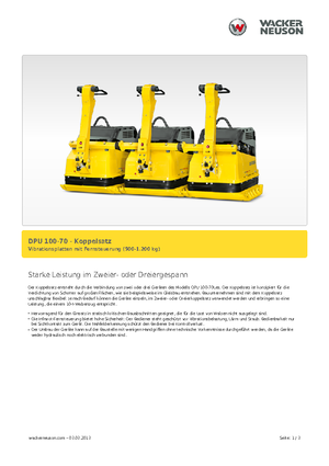 Plaques vibrantes unidirectionnelles Wacker Neuson Koppelsatz für 2 x DPU 100-70