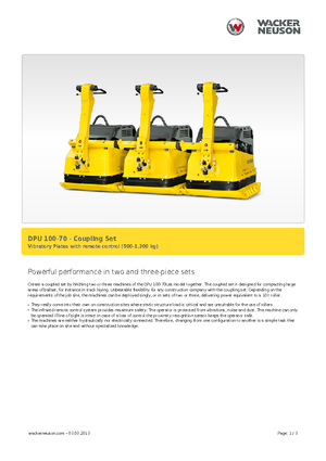Plaques vibrantes unidirectionnelles Wacker Neuson Koppelsatz für 2 x DPU 100-70