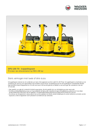 Plaques vibrantes unidirectionnelles Wacker Neuson Koppelsatz für 2 x DPU 100-70