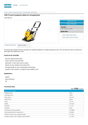 Plaques vibrantes unidirectionnelles Atlas Copco LF 80