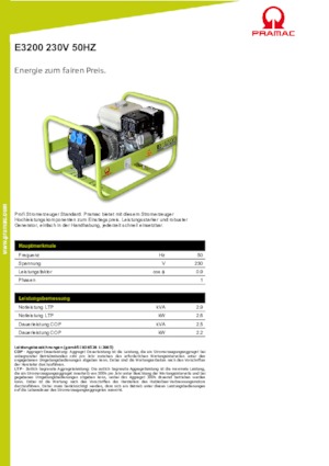 Groupes électrogènes à essence PRAMAC Lifter E 3200