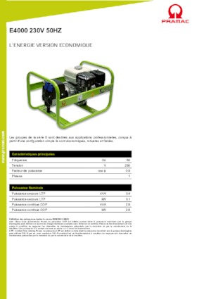 Groupes électrogènes à essence PRAMAC Lifter E 4000