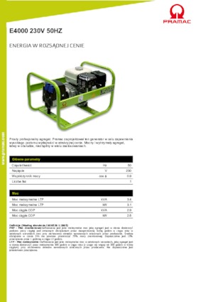Groupes électrogènes à essence PRAMAC Lifter E 4000