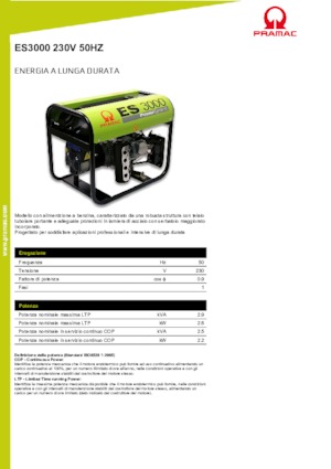 Groupes électrogènes à essence PRAMAC Lifter ES 3000