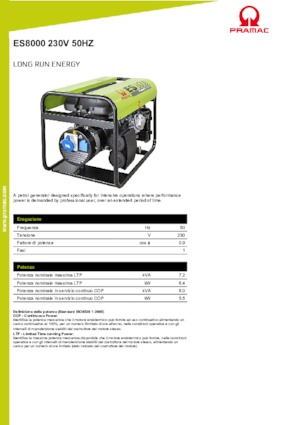 Groupes électrogènes à essence PRAMAC Lifter ES 8000