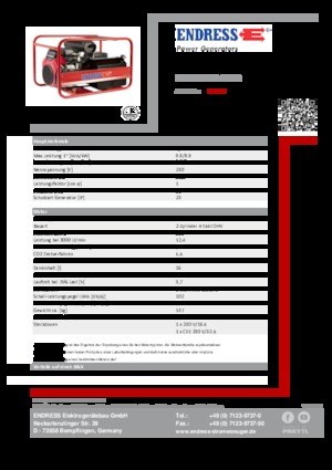 Groupes électrogènes à essence Endress ESE 1306 HS-GT ES