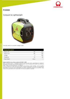 Groupes électrogènes à essence PRAMAC Lifter P 2000 i