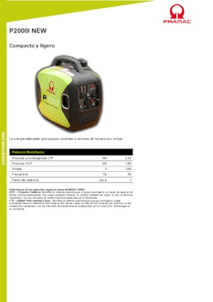 Groupes électrogènes à essence PRAMAC Lifter P 2000 i