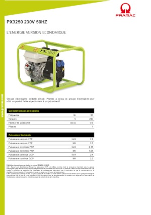 Groupes électrogènes à essence PRAMAC Lifter PX 3250