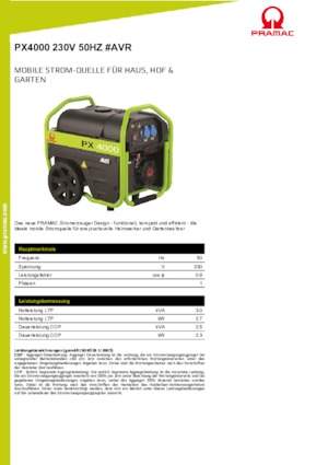 Groupes électrogènes à essence PRAMAC Lifter PX 4000