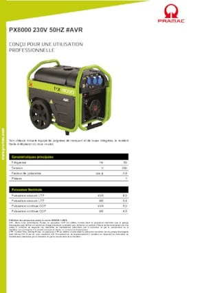 Groupes électrogènes à essence PRAMAC Lifter PX 8000
