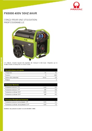 Groupes électrogènes à essence PRAMAC Lifter PX 8000 T