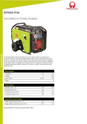 Groupes électrogènes à essence PRAMAC Lifter SP 8000