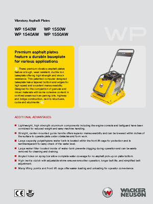 Plaques vibrantes unidirectionnelles Wacker WP 1540 W