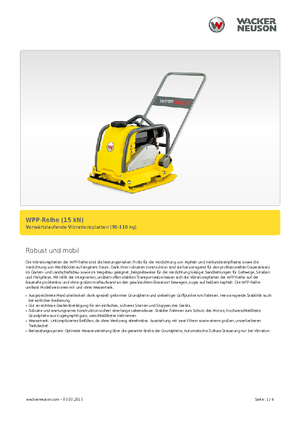 Plaques vibrantes unidirectionnelles Wacker Neuson WPP 1540 A