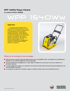 Plaques vibrantes unidirectionnelles Wacker Neuson WPP 1540 Ww