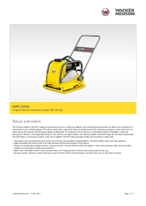Plaques vibrantes unidirectionnelles Wacker Neuson WPP 1550 A