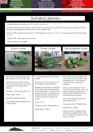 Machines à planter Basrijs Soil-block planter self-pr. for in greenhouse 6 r.