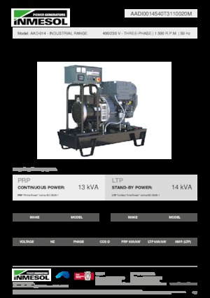 Groupes électrogènes à diesel INMESOL AAD-014
