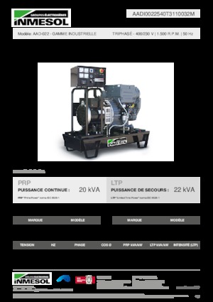 Groupes électrogènes à diesel INMESOL AAD-022