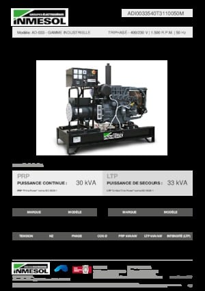 Groupes électrogènes à diesel INMESOL AD-033