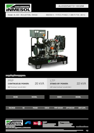 Groupes électrogènes à diesel INMESOL AL-022