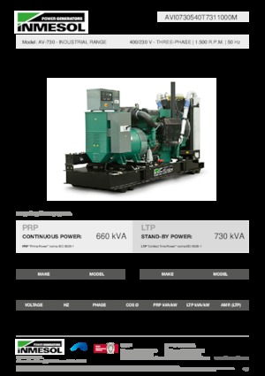 Groupes électrogènes à diesel INMESOL AV-730
