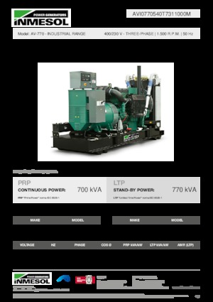 Groupes électrogènes à diesel INMESOL AV-770