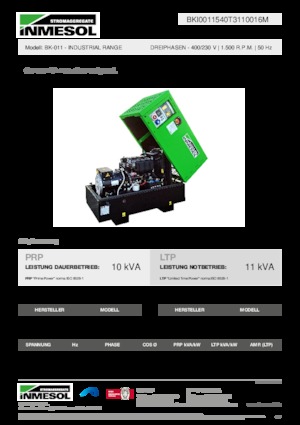 Groupes électrogènes à diesel INMESOL BK-011
