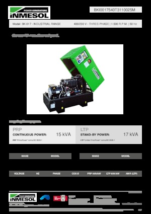 Groupes électrogènes à diesel INMESOL BK-017