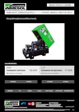 Groupes électrogènes à diesel INMESOL BK-017