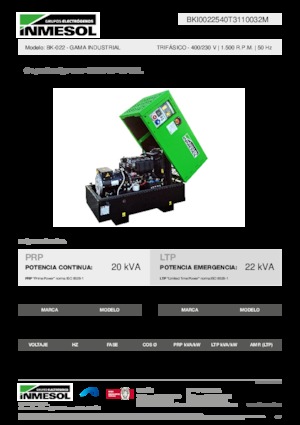 Groupes électrogènes à diesel INMESOL BK-022